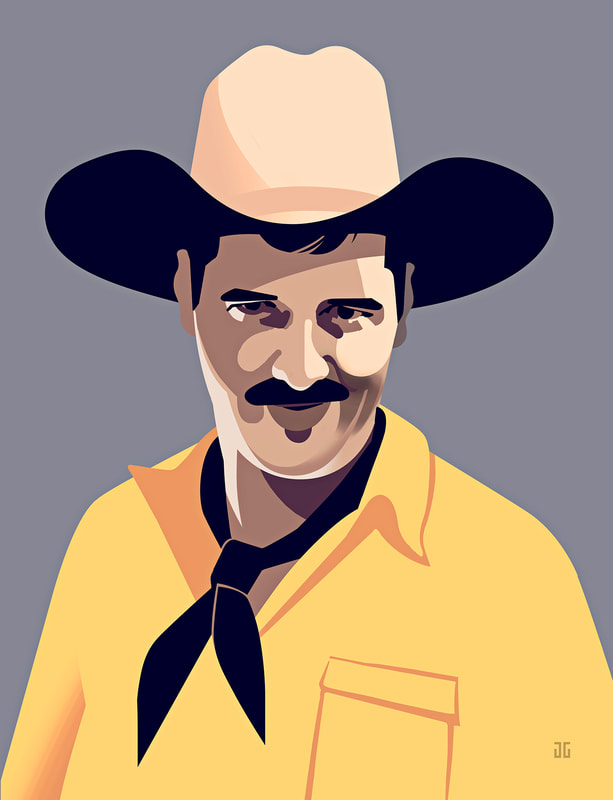 Illustrated portrait of a cowboy