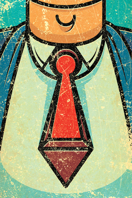 Necktie keyhole editorial illustration by Alexei Vella.