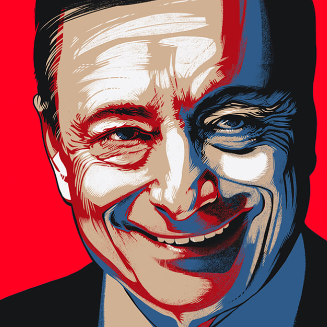 Portrait of banker Mario Draghi.