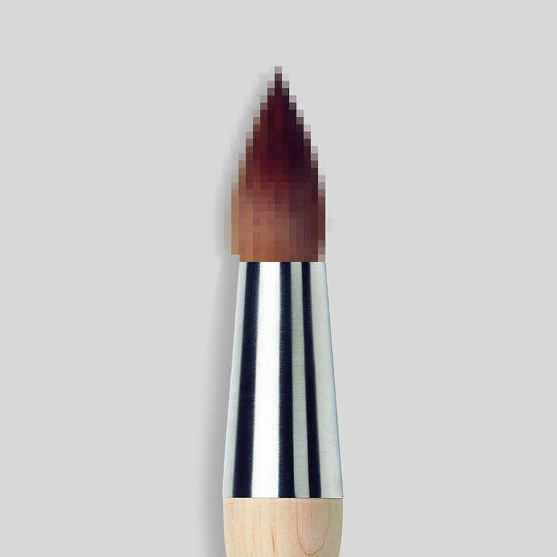 An illustration by Mariaelena Caputi of a partially pixelated brush.