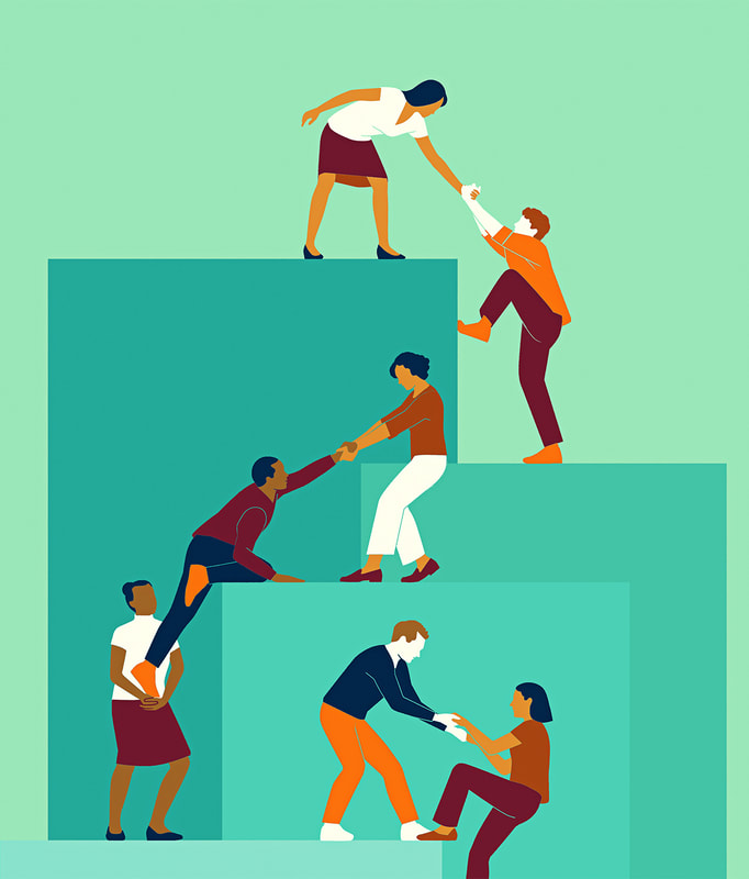 Illustration of people helping each others