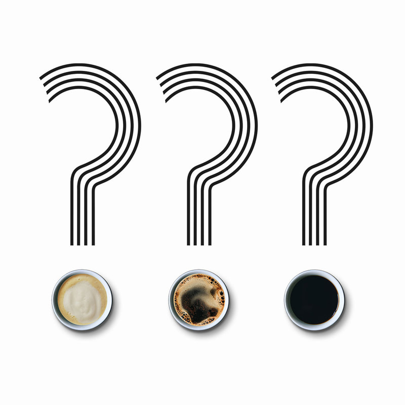 An illustration by Mariaelena Caputi of three cups of coffee which create an equal number of question marks.
