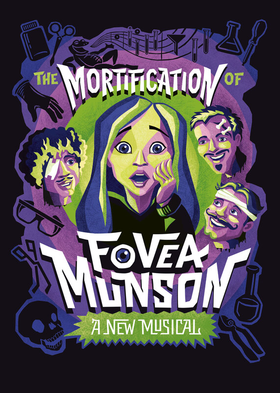 A shocked girl and three disembodied heads as title image for a young ages musical by The Kennedy Center in Washington DC