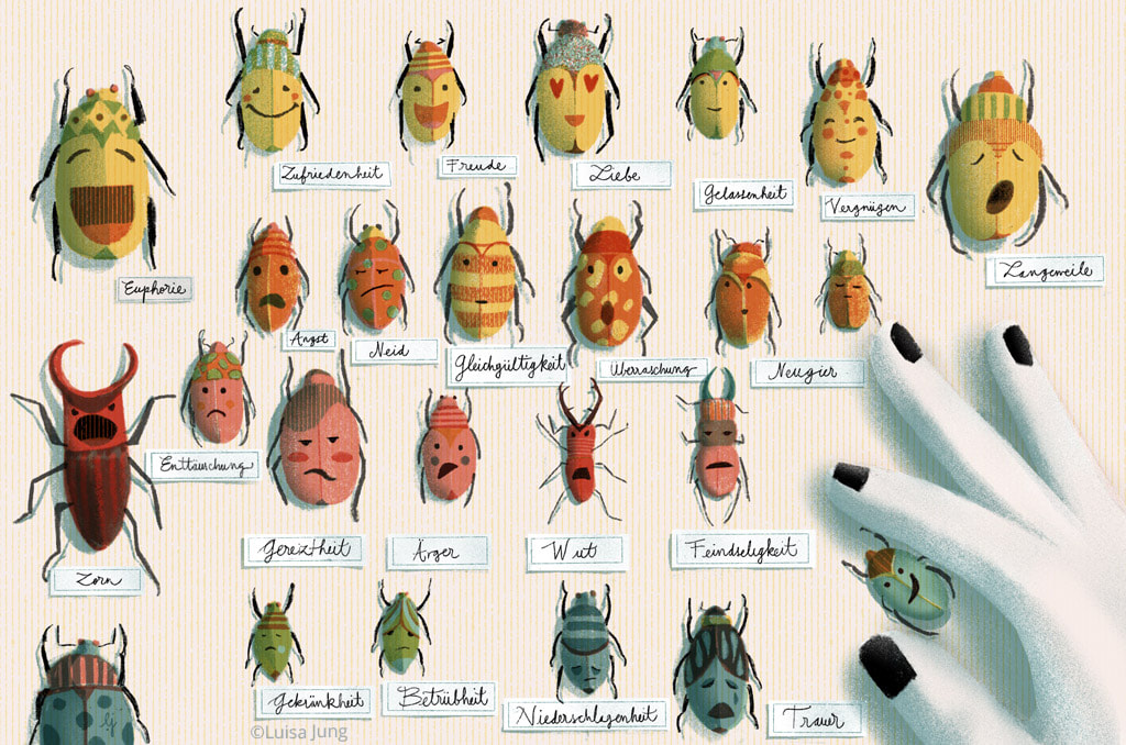 a collection of insects that depict different emotions 