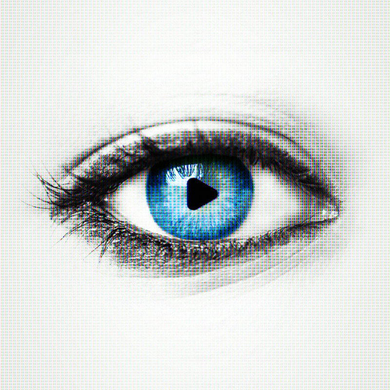 An illustration by Mariaelena Caputi of an eye whose pupil is a play symbol.