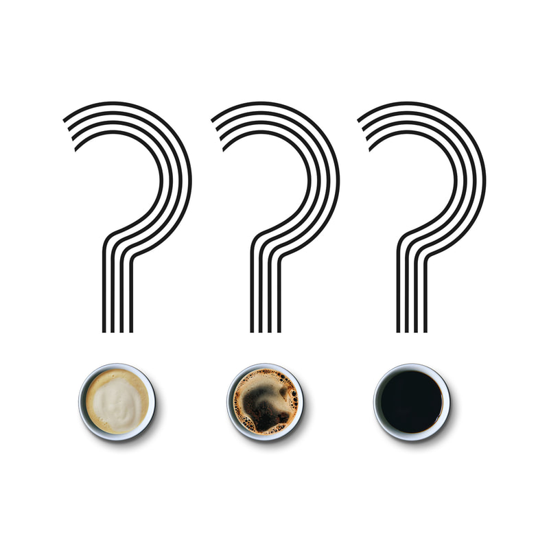 An illustration by Mariaelena Caputi of three cups of coffee which create an equal number of question marks.