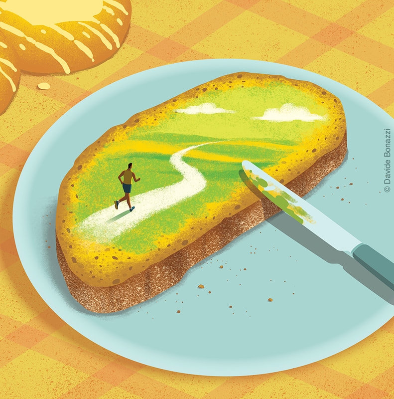 Advertorial illustration about the importance of make healthy food choices. Originally commissioned by Nike