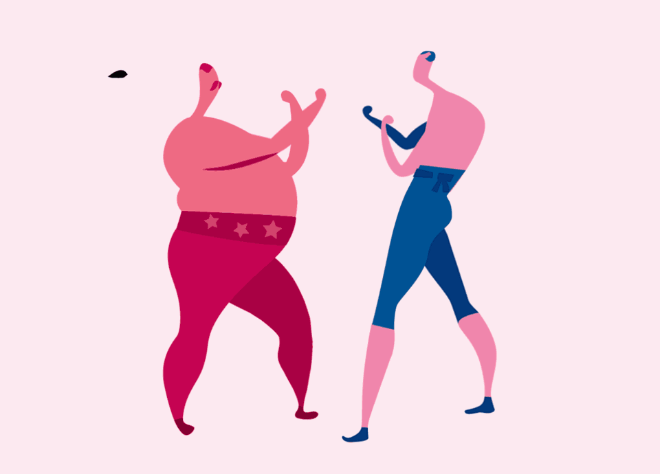 conflict, both sides, conceptual, editorial, vintage, boxing, film grain, old timey, vector, flat art, animation, gif